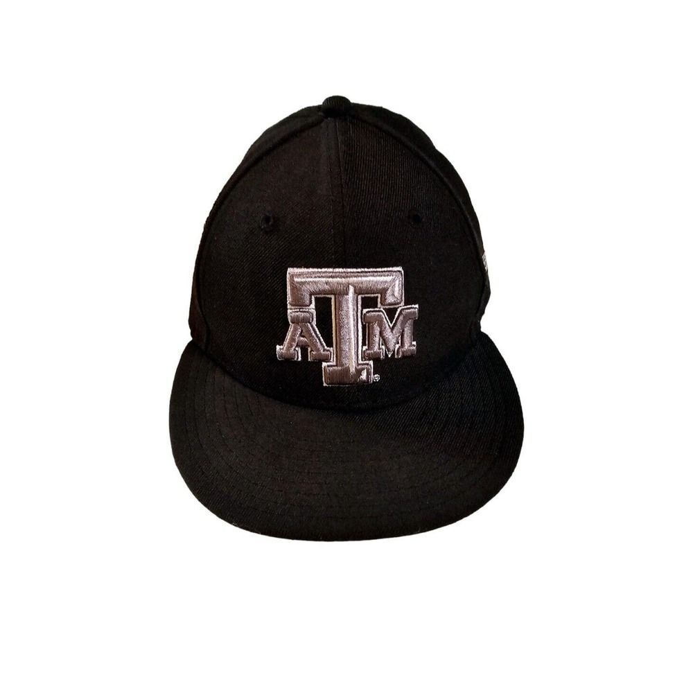 TEXAS A&M Men’s 7 New Era Black Hat Fitted Cap Perforated 59Fifty University